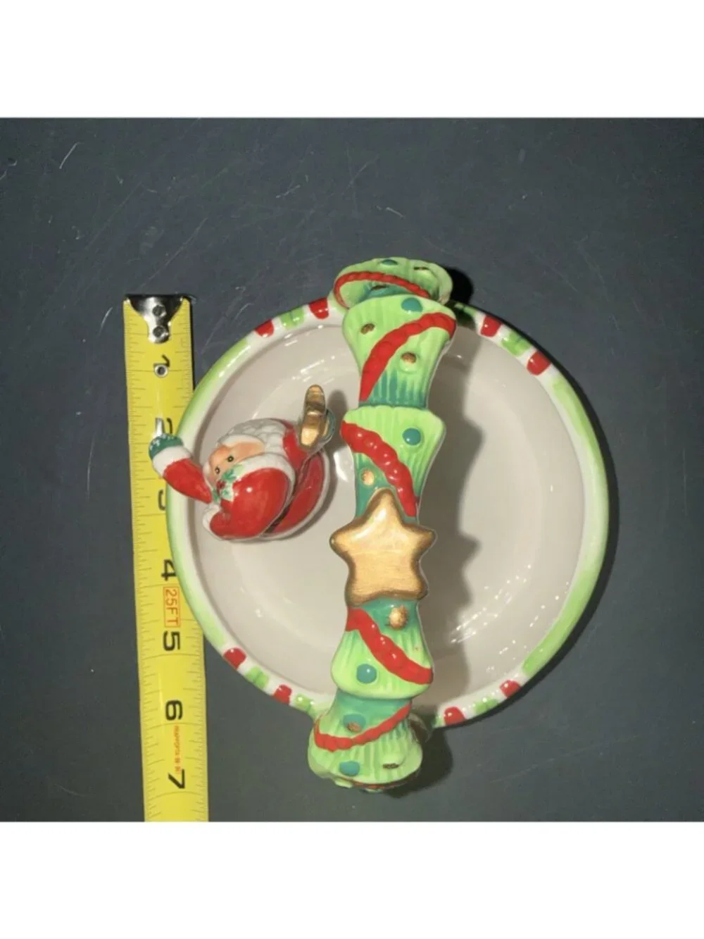Fitz And Floyd Santa Claus Merry Christmas Basket 2006 Ceramic Candy Dish Vintag
